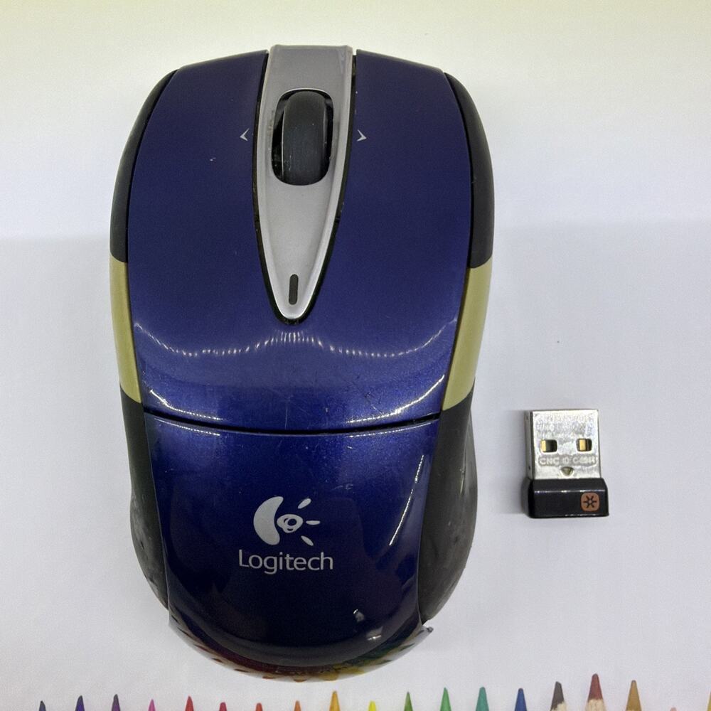 Logitech M525 Wireless Blue Mouse Ambidextrous Receiver Tested & Working